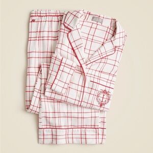 J. Crew Flannel Pajama Set - White with red plaid.